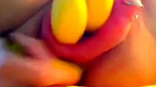 Extreme Pussy Pumping Banana Fist on Webcam