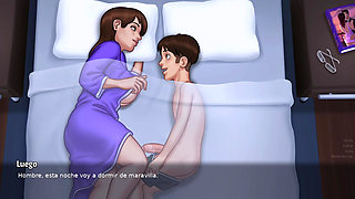 I walked into my landlady's bed and she asked me to make love to her all night - summertime saga