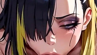 Anime Ai a Goth Girl Gives Her Boyfriend a Blowjob