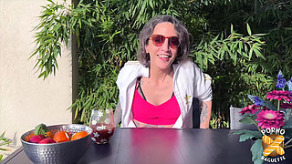 Lena, Pretty Brunette, Gets Fucked by Two Cocks