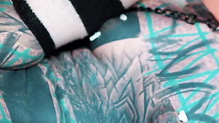 Femdom Catplay Dominatrix Playing with Tattooed Cosplayer with Butt Plug