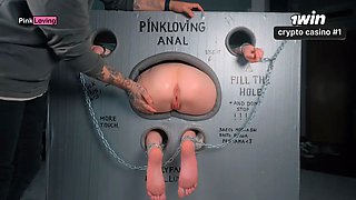 Gloryhole anal masturbation. The girl is getting off on having her anus stretched -