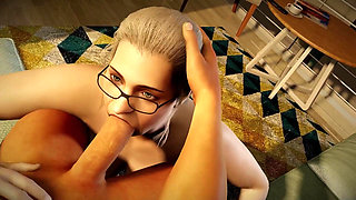 Mature Cougar with Glasses Gives Blowjob in POV