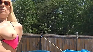 Poolside Bikini Tits Bouncing Orgasm