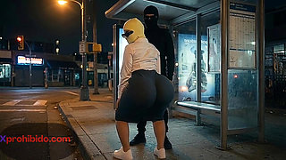 Big Ass Girl Twerking at the Bus Stop