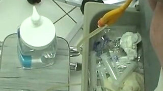 The caring woman humiliates the small cocked pig