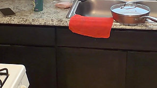 In the Kitchen Cooking and Preparing Food Booty Naked!
