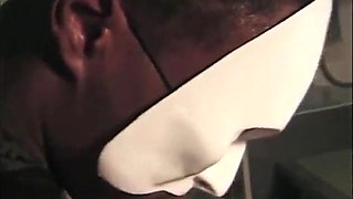 Gorgeous black wooly vulva gobbling plowing