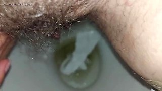 Hairy Housewife GinnaGg Pissing Close Up Toilet Pee Play