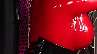 Cristal Kinky Red Rubber Doll Milkingtable Blowjob and Handjob