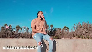 Reality kings - flirty beauty mikey star shifts into passion with james for a crazy indoor rail