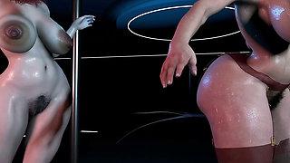 3D BBW MILF Stripper Naked Her Hair Pussy Got Fucked by BBC