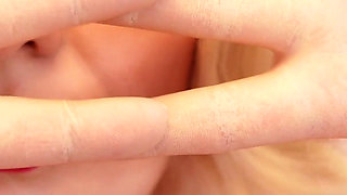 ASMR video: Latex nurse gloves. Doctor Santa girl teasing with smile and close ups. Arya Grander.
