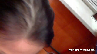 A Good Wife Sucks a Hubby's Cock in the Kitchen