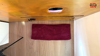 Gloryhole foreskin - long foreskin stimulated with the tongue