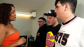 Nerd Boys Fuck Their HUGE Ass LATINA Boss Filling Her Pussy