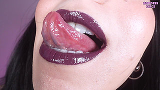 Wanker, Inhale My Divine Smoke - Close-up of My Mouth and Dark Purple Lipstick