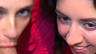 After the Club, Two Sluts Find a Guy for Sex, but They Are Caught...