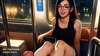 Hentai Girl Lin Gives You a Footjob on the Train