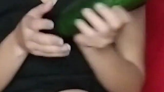 Argentine Masturbates with a Giant Cucumber up Her Ass