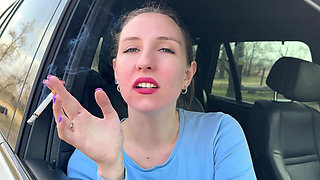 Red Lips Marlboro Smoke in Face & Sexy Striptease POV