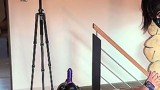 Cross-tied Slave Fucks Me to Orgasm with a Mouth Dildo While I Slap His Cock