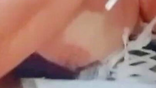 Huge Dildo in Mature Granny's Tight Pussy