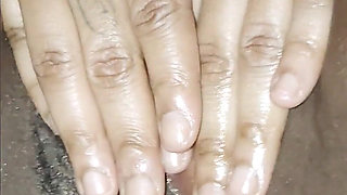 Stroking Her Pussy with the Dildo!