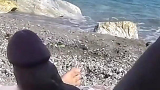 French MILF Blowjob Amateur on Nude Beach Public to Stranger with Cumshot - Misscreamy