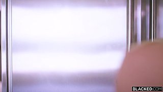 Blonde chick loves herself this big black dick in her mouth and pussy