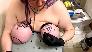Collared, bdsm needle, rope tied tits