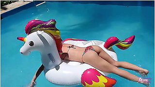 Candy Enjoying A Summer Day In The Pool