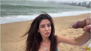 Katty West In Babe Can I Cum On Your Tits? - Public Cock Flashing On The Beach