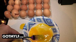 Mischievous stepson tricks his cool cougar stepmom to pray him to stick his sausage inwards her juicy twat