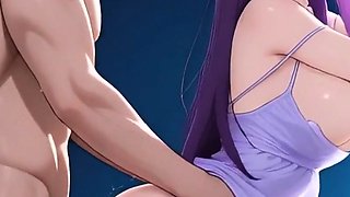 Purple Haired Hentai Girl Fucked From Behind