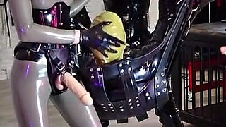 Three Ladies Gangbang a Rubber Whore