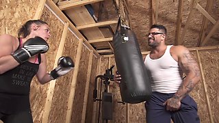 Tany's huge phoners bouncing in doggie while Alex plows her booty hard