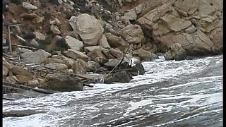 Fantastic babe with huge boobs gets her pussy licked outdoors