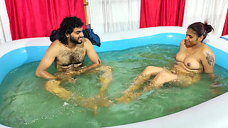 Couple Hot Romance in Pool