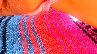 84 Asian milf wifey gets microbikini beach creampie