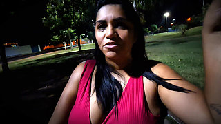 Nicoly Mattos Flashing Hairy Pussy and Big Tits in Square