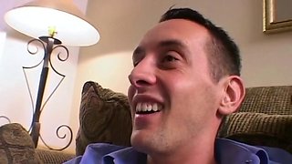 Tattooed Blonde Fucked Hard in Bedroom by Guy in Blue Shirt