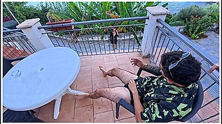 Exhibitionist Attracts A Nymphomaniac Passerby From His Terrace (anal, Super Cumshot)