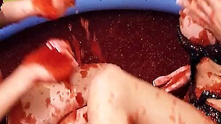 Pool Pussies Scene 3 Two Slim Blonde Lesbians in Bikinis Cum in the Jelly Pool