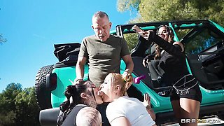 Good outdoor fuck with busty models Zoey Uso and Valentine Vixen