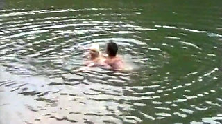 Trio in nature for a beautiful blonde.