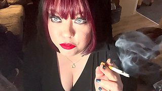 British Tart Tina Snua Tugs on Her Perky Nipples & Chain Smokes 2 Cigarettes - Big Tits BBW Satisfies Yr Smoking Fetish