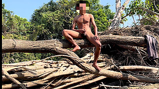 Young solo boy enjoying in jungle