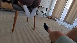 Hot brunette PAWG seduces stepbro with her fine ass and took his cock