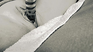 She lets the glass smack